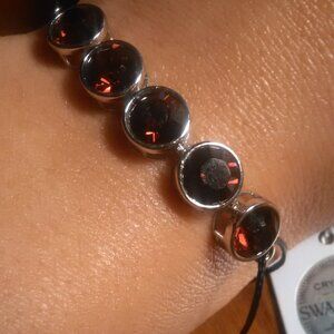Burgundy Color Swarovski Crystal Platinum Bond Corded Bracelet
